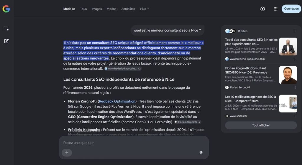 ai mode est recherche local à nice
