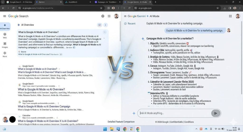 différence entre ai overview et ai mode